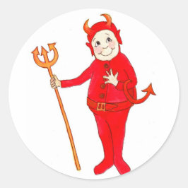 Little Red Djävulen Stickers Runt Klistermärke