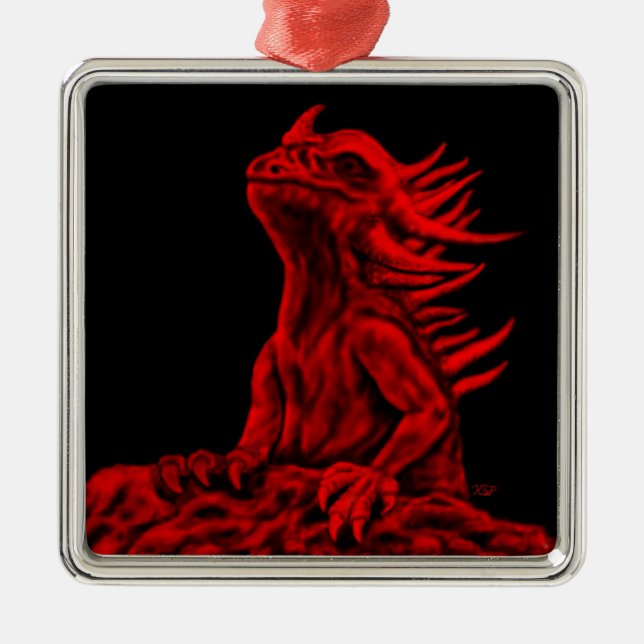 Little Red Dragon Julgransprydnad Metall (Framsidan)
