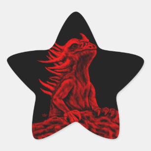 Little Red Dragon Stjärnformat Klistermärke