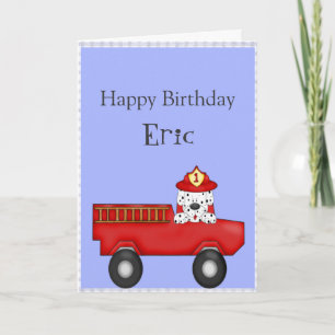 Little Red Fire Lastbil, Dalmatien Birthday Kort