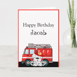 Little Red Fire Lastbil, Dalmatien Birthday Kort