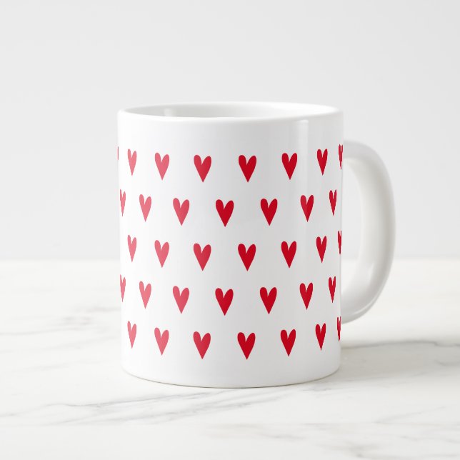 Little Red Hearts Pattern - Romantic Jumbo Mugg (Framsida höger)