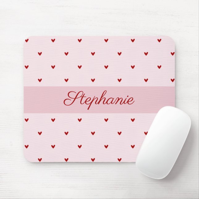 Little Red Heats Pink Name Mousepad Musmatta (Med mus)