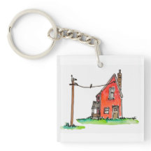 Little Red House with Power Line