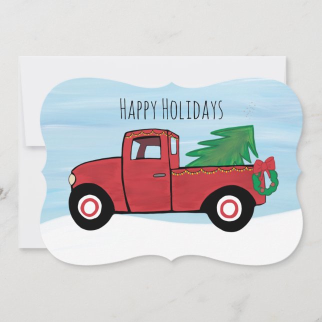 Little Red Lastbil jul-vykort, kuvert Inc. Julkort (Framsida)