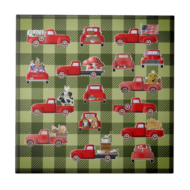 Little Red Lastbil Land Kakelplatta (Framsidan)