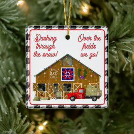 Little Red Lastbil med Horse Ranch Barn Julgransprydnad Keramik