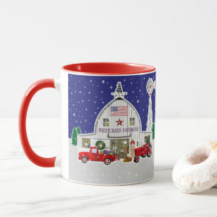 Little Red Lastbil och Antique White Barn Mugg