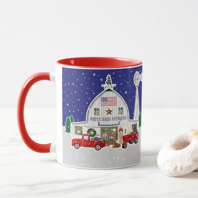 Little Red Lastbil och Antique White Barn Mugg (Med munk)
