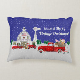 Little Red Lastbil och Antique White Barn Prydnadskudde