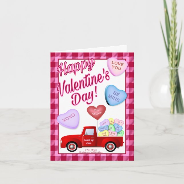 Little Red Lastbil Valentine Day Card Kort (Framsida)