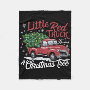 Little Red Lastbilar Hauling Santa Julgran Par Fleecefilt