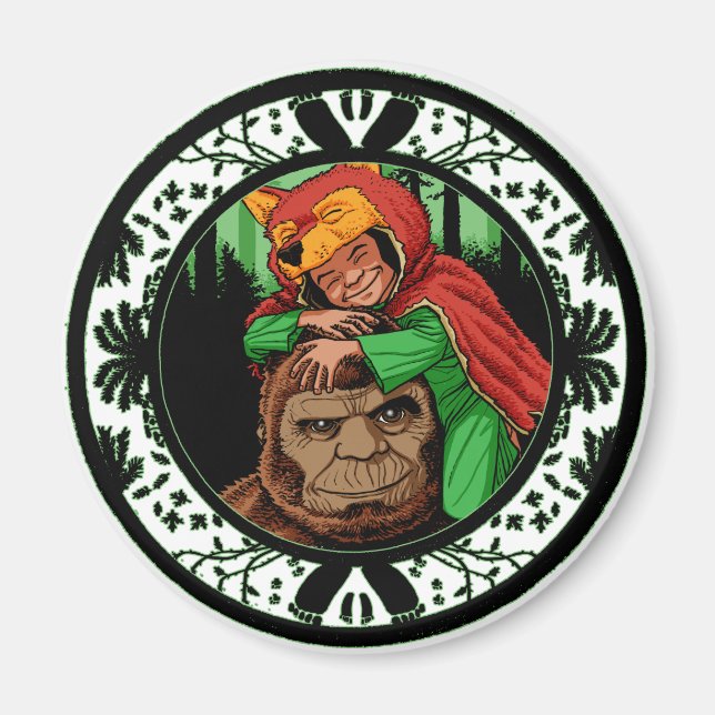 Little Red Mighty Nizz Bigfoot Sasquatch Pappa Magnet (Framsidan)