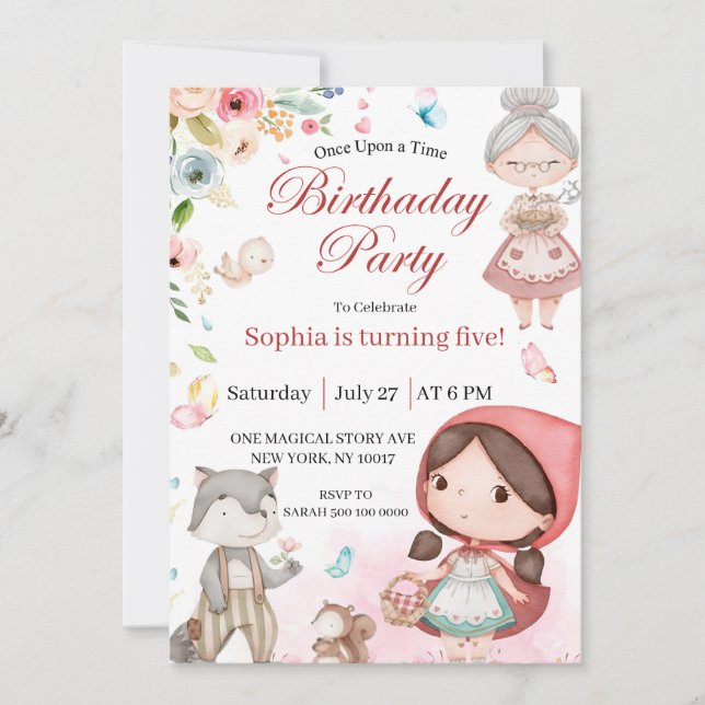 Little Red Riding Hood birthday invitation Inbjudningar (Framsida)