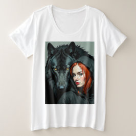 Little Red Riding Hood Redhead and the Black Wolf T Shirt