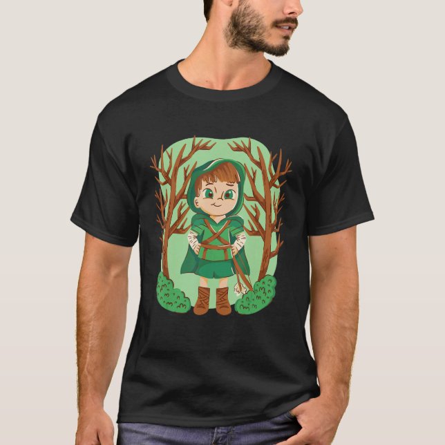 Little Red Riding Hood Walking in the Forest T Shirt (Framsida)
