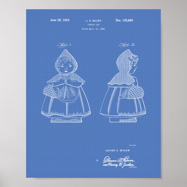 Little Red Riding Huva 1943 Patent Art Blueprint Poster (Framsidan)