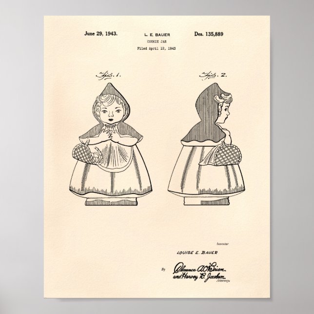 Little Red Riding Huva 1943 Patent Art Old Peper Poster (Framsidan)