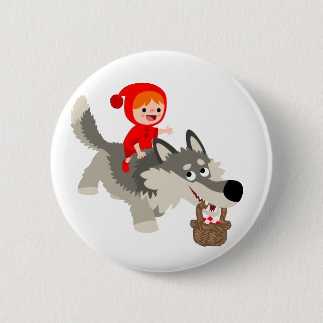 Little Red Riding Huva and Varg Button Badge Knapp (Framsida)