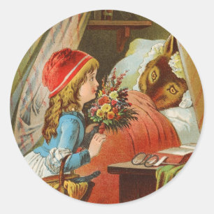 Little Red Riding Huva av Carl Offterdinger Runt Klistermärke