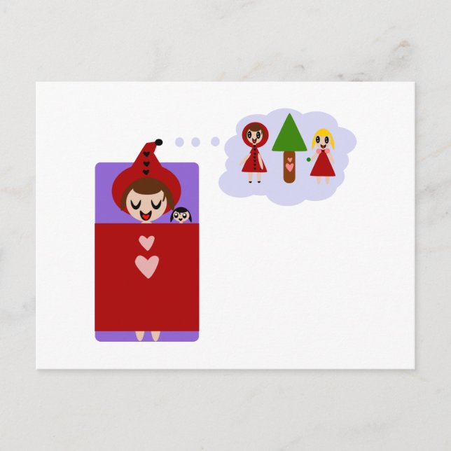 Little Red Riding Huva Dreams Big Vykort (Framsida)