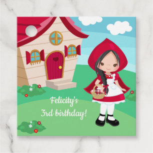 Little Red Riding Huva Fairytale Girls Birthday Gåvor Etiketter