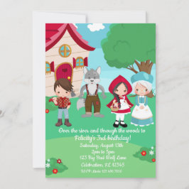 Little Red Riding Huva Fairytale Girls Birthday Inbjudningar