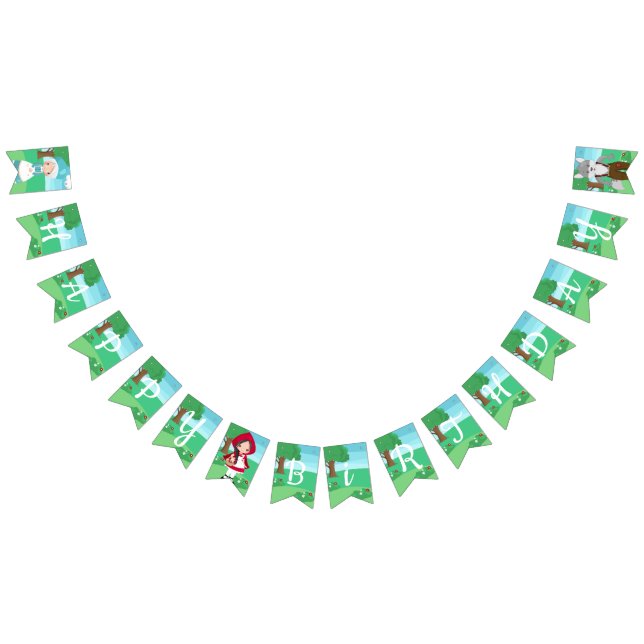 Little Red Riding Huva Fairytale Girls Birthday Vimplar (Alla)