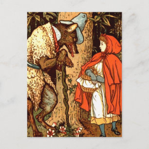 Little Red Riding Huva Fantasy Fairy Tale Vykort