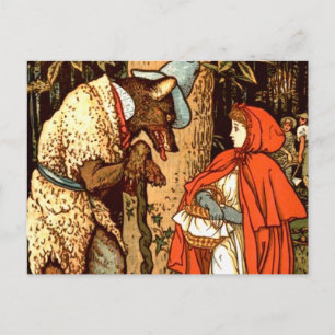 Little Red Riding Huva Fantasy Fairy Tale Vykort