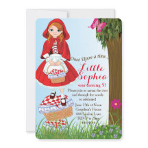 Little Red Riding Huva Födelsedagsfest inbjudan