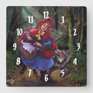 Little Red Riding Huva Fyrkantig Klocka