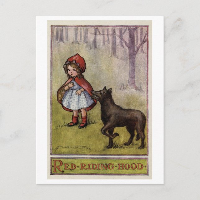 Little Red Riding Huva Illustration Postcard Vykort (Framsida)