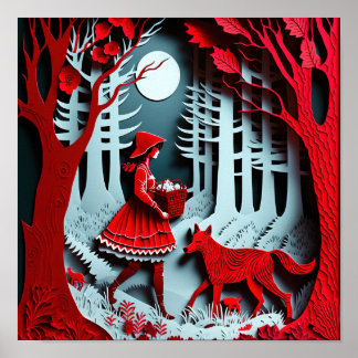 Little Red Riding Huva Möt den stora dåliga Vargen Poster