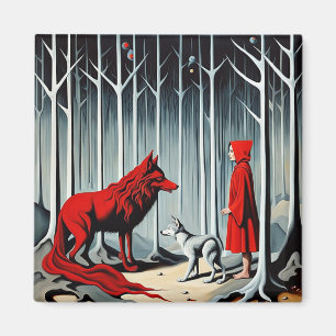 Little Red Riding Huva möter Vargen Magnet
