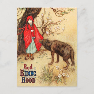 Little Red Riding Huva och Big Bad Varg Vykort