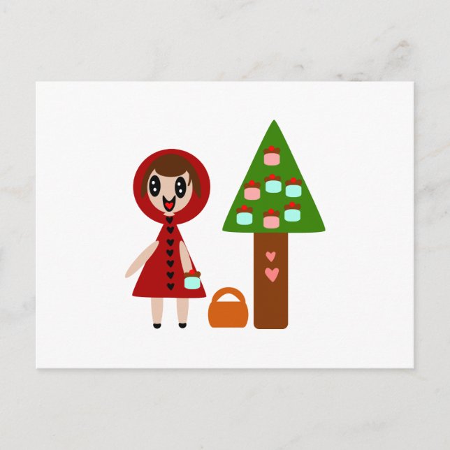 Little Red Riding Huva och Cupkaka Träd Vykort (Framsida)