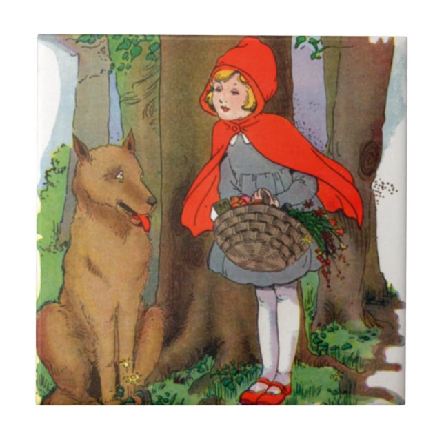 Little Red Riding Huva och Varg Kakelplatta (Framsidan)