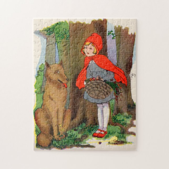 Little Red Riding Huva och Varg Pussel (Vertikal)