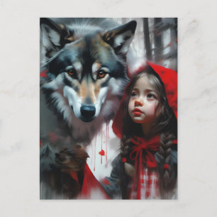 Little Red Riding Huva och Varg Vykort