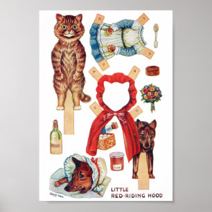 Little Red Riding Huva, Papper Doll, Louis Wain Poster