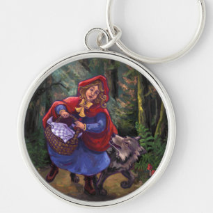 Little Red Riding Huva Rund Silverfärgad Nyckelring