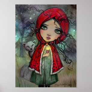 Little Red Riding Huva Stort öga Baby Doll Art Poster