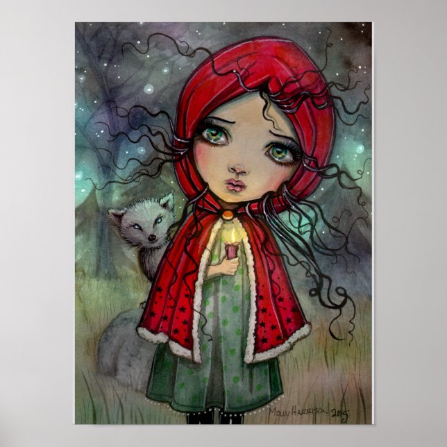 Little Red Riding Huva Stort öga Baby Doll Art Poster (Framsidan)