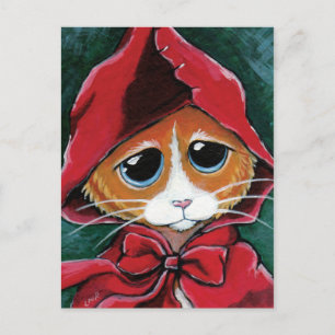 Little Red Riding Huva Tabby katt Art-vykort Vykort