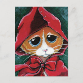 Little Red Riding Huva | Tabby katt Art-vykort Vykort