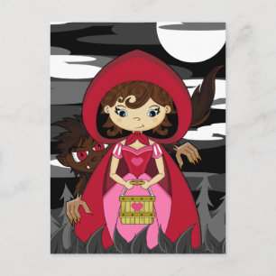 Little Red Riding Huva & Varg Postcard Vykort