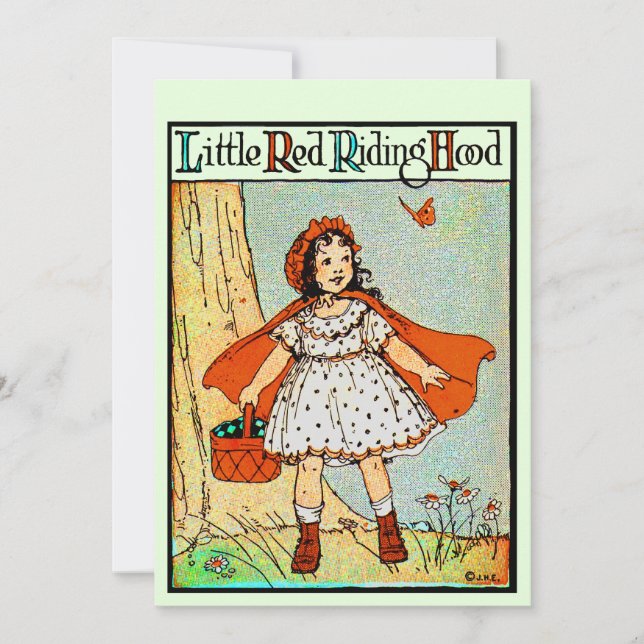 Little Red Riding Huva Vintage Cute Inbjudningar (Framsida)