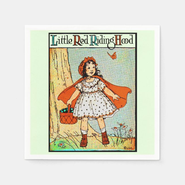 Little Red Riding Huva Vintage Cute Pappersservett (Framsidan)