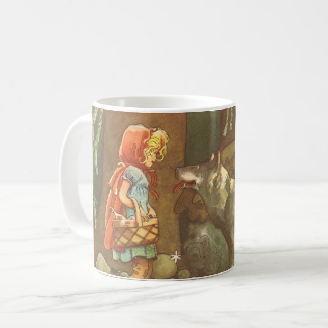 Little Red Riding Huva, Vintage Fairy Tale Kaffemugg (Framsida vänster)